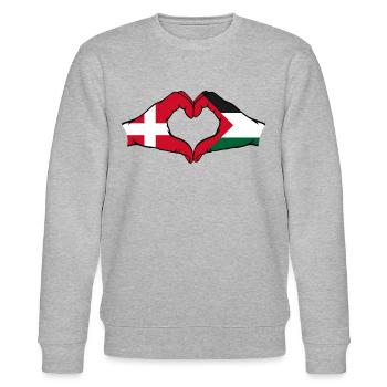 Dänemark Palästina Herzform mit Hände - Stanley/Stella Unisex Bio-Sweatshirt CHANGER  - Grau meliert - Vorne - Nik (191cm) & Marisol (170cm)
