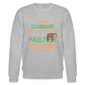 Gleisbauer Gleisbau Eisenbahn Gleise Beruf Spruch - Stanley/Stella Unisex Bio-Sweatshirt CHANGER  - Grau meliert - Vorne - Nik (191cm) & Marisol (170cm)