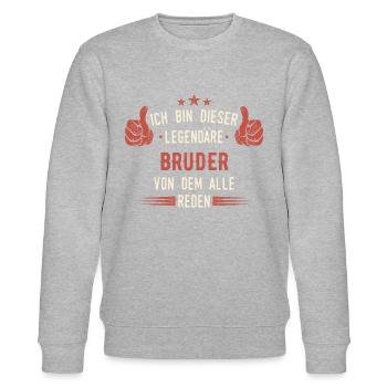 Bruder Brüder Geschwister Familie Spruch - Stanley/Stella Unisex Bio-Sweatshirt CHANGER  - Grau meliert - Vorne - Nik (191cm) & Marisol (170cm)