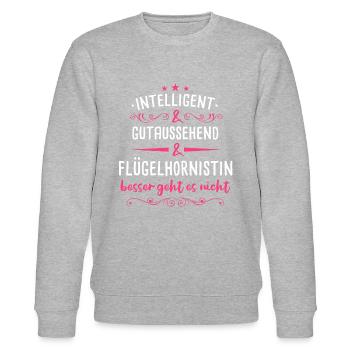 Flügelhornistin Flügelhorn Horn Instrument Spruch - Stanley/Stella Unisex Bio-Sweatshirt CHANGER  - Grau meliert - Vorne - Nik (191cm) & Marisol (170cm)