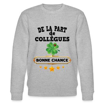 Collègue Homme Et Femme Cadeau Départ - Sweat bio CHANGER Stanley/Stella Unisexe - gris chiné - Devant - Nik (191cm) & Marisol (170cm)