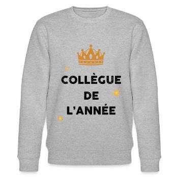 Collègue King De L'Année Humour Homme - Sweat bio CHANGER Stanley/Stella Unisexe - gris chiné - Devant - Nik (191cm) & Marisol (170cm)