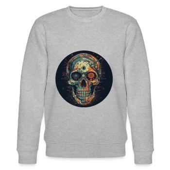 Rétro Futuriste Skull Skull Cyborg - Sweat bio CHANGER Stanley/Stella Unisexe - gris chiné - Devant - Nik (191cm) & Marisol (170cm)