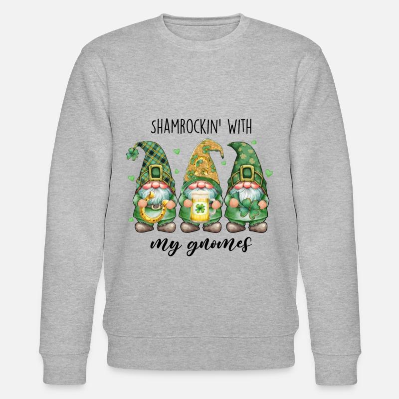 shamrockin with my gnomies - Stanley/Stella Unisex Bio-Sweatshirt CHANGER  - Grau meliert