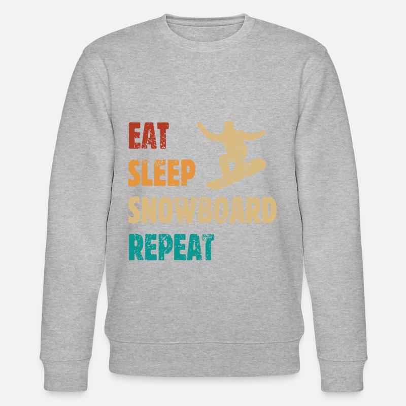 Eat Sleep Snowboard Repeat - Snowboarder - Stanley/Stella CHANGER Unisex Organic Sweatshirt - heather grey