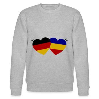 Romania Germany Partnership - Stanley/Stella CHANGER Unisex Organic Sweatshirt - heather grey - Front - Nik (191cm) & Marisol (170cm)
