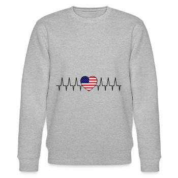Herzfrequenz Amerika - Stanley/Stella Unisex Bio-Sweatshirt CHANGER  - Grau meliert - Vorne - Nik (191cm) & Marisol (170cm)