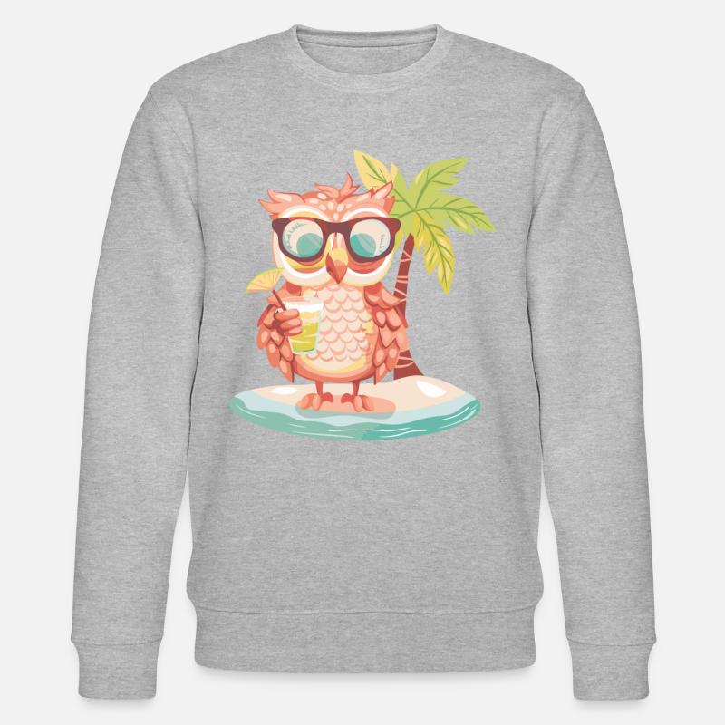 Eule Sommer Strand Urlaub - Stanley/Stella Unisex Bio-Sweatshirt CHANGER  - Grau meliert