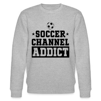 Fan Foot Loves Watching Football - Stanley/Stella CHANGER Unisex Organic Sweatshirt - heather grey - Front - Nik (191cm) & Marisol (170cm)