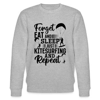 Kiteboarding - Forget eat and sleep just - Stanley/Stella CHANGER Unisex Organic Sweatshirt - heather grey - Front - Nik (191cm) & Marisol (170cm)