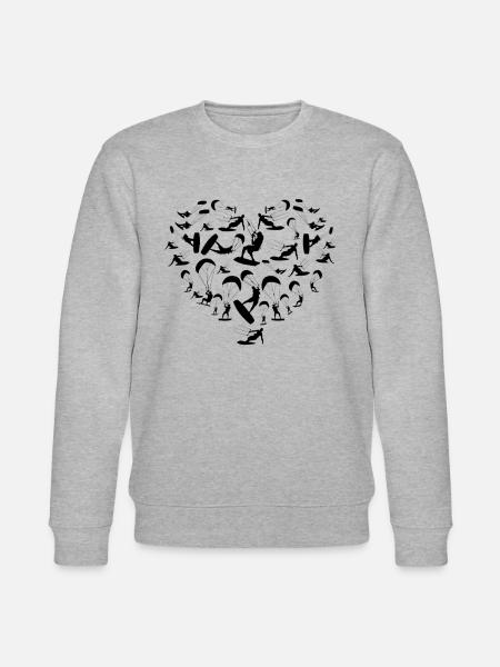 Kitesurfing Heart Kiteboarding Silhouettes - Stanley/Stella Unisex Bio-Sweatshirt CHANGER  - Grau meliert