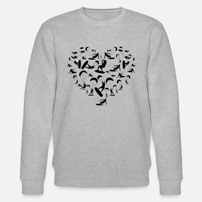 Kitesurfing Heart Kiteboarding Silhouettes - Stanley/Stella Unisex Bio-Sweatshirt CHANGER - Grau meliert