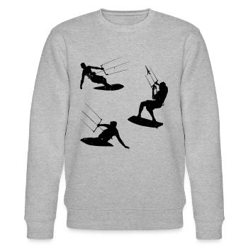 Kitesurfer Kitesurfing Watersports Kiteboarding - Stanley/Stella Unisex Bio-Sweatshirt CHANGER  - Grau meliert - Vorne - Nik (191cm) & Marisol (170cm)