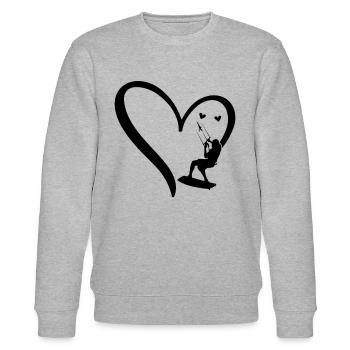 Kitesurfer Kitesurfing Heart Watersports - Stanley/Stella Unisex Bio-Sweatshirt CHANGER  - Grau meliert - Vorne - Nik (191cm) & Marisol (170cm)