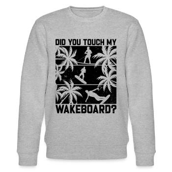 Funny Wakeboard - Avez-vous touché à mon wakeboard - Sweat bio CHANGER Stanley/Stella Unisexe - gris chiné - Devant - Nik (191cm) & Marisol (170cm)