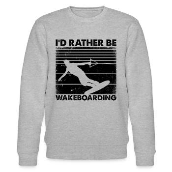 Wakesurfing Wakeboarding Lover - I'd Rather be - Stanley/Stella CHANGER Unisex Organic Sweatshirt - heather grey - Front - Nik (191cm) & Marisol (170cm)