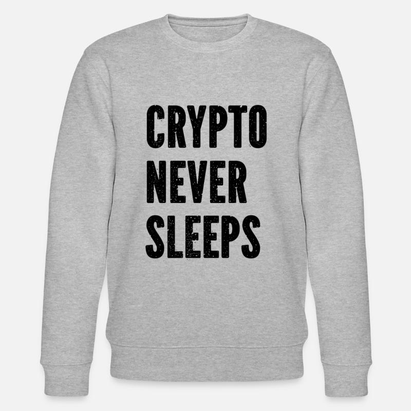 Crypto Never Sleeps - Bitcoin Quotes - Stanley/Stella Unisex Bio-Sweatshirt CHANGER  - Grau meliert