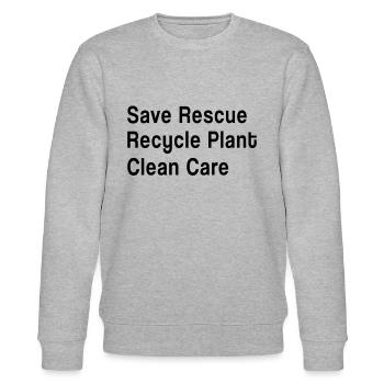 Save Rescue Recycle Plant Clean Care - Environment - Stanley/Stella Unisex Bio-Sweatshirt CHANGER  - Grau meliert - Vorne - Nik (191cm) & Marisol (170cm)
