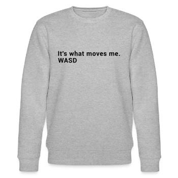 WASD It's what moves me - Computer Gamer - Stanley/Stella Unisex Bio-Sweatshirt CHANGER  - Grau meliert - Vorne - Nik (191cm) & Marisol (170cm)