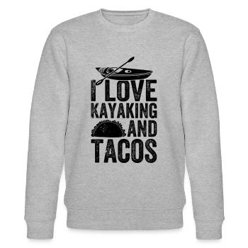 Funny Kayaking - I love Kayaking and tacos - Stanley/Stella CHANGER Unisex Organic Sweatshirt - heather grey - Front - Nik (191cm) & Marisol (170cm)