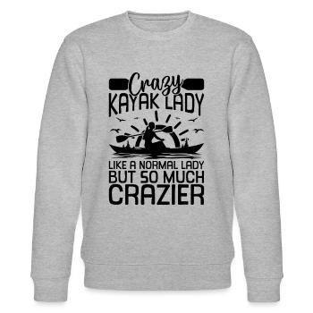 Crazy Kayak lady comme une dame normale mais tellement - Sweat bio CHANGER Stanley/Stella Unisexe - gris chiné - Devant - Nik (191cm) & Marisol (170cm)