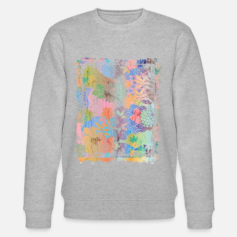 Japanisches Blumenmuster Chrysanthemenkirsche - Stanley/Stella Unisex Bio-Sweatshirt CHANGER  - Grau meliert