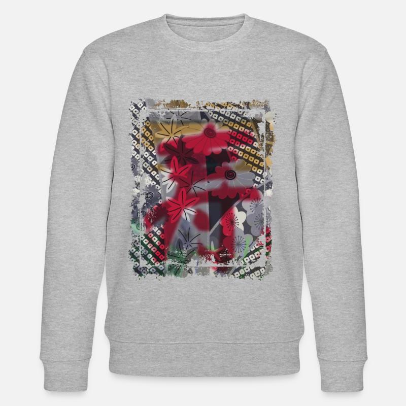Japanisches Blumenmuster Chrysanthemenkirsche - Stanley/Stella Unisex Bio-Sweatshirt CHANGER  - Grau meliert