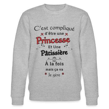 Princesse Pâtissière - Sweat bio CHANGER Stanley/Stella Unisexe - gris chiné - Devant - Nik (191cm) & Marisol (170cm)