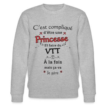 Princesse Et Vtt - Sweat bio CHANGER Stanley/Stella Unisexe - gris chiné - Devant - Nik (191cm) & Marisol (170cm)