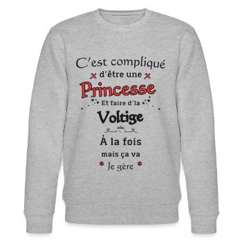 Princesse Et Voltige - Sweat bio CHANGER Stanley/Stella Unisexe - gris chiné - Devant - Nik (191cm) & Marisol (170cm)