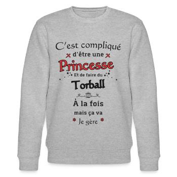 Princesse Et Torball - Sweat bio CHANGER Stanley/Stella Unisexe - gris chiné - Devant - Nik (191cm) & Marisol (170cm)