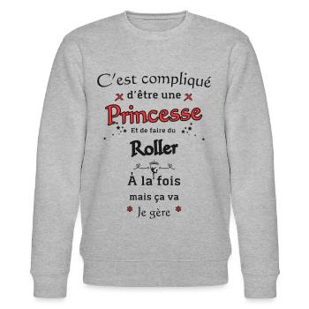 Princesse Et Roller - Sweat bio CHANGER Stanley/Stella Unisexe - gris chiné - Devant - Nik (191cm) & Marisol (170cm)
