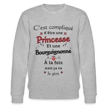 Princesse Bourguignonne - Sweat bio CHANGER Stanley/Stella Unisexe - gris chiné - Devant - Nik (191cm) & Marisol (170cm)