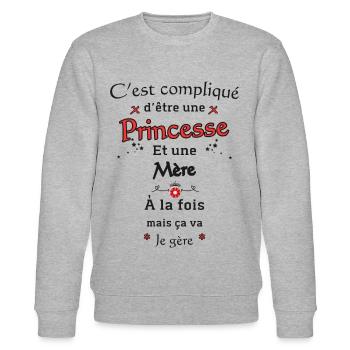 Princesse Mère - Sweat bio CHANGER Stanley/Stella Unisexe - gris chiné - Devant - Nik (191cm) & Marisol (170cm)