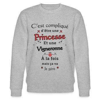 Princesse Vigneronne - Sweat bio CHANGER Stanley/Stella Unisexe - gris chiné - Devant - Nik (191cm) & Marisol (170cm)