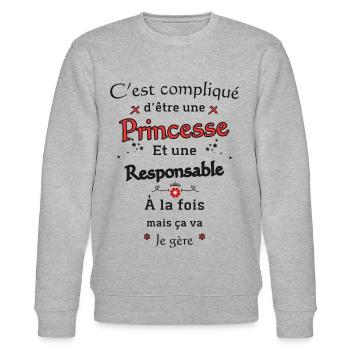Princesse Responsable - Sweat bio CHANGER Stanley/Stella Unisexe - gris chiné - Devant - Nik (191cm) & Marisol (170cm)