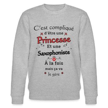 Prinzessin Saxophonistin - Stanley/Stella Unisex Bio-Sweatshirt CHANGER  - Grau meliert - Vorne - Nik (191cm) & Marisol (170cm)