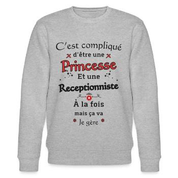 Princess Receptionist - Stanley/Stella CHANGER Unisex Organic Sweatshirt - heather grey - Front - Nik (191cm) & Marisol (170cm)