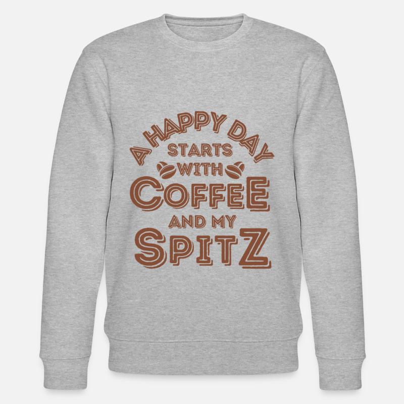 Spitz Kaffee Hund Cafe - Stanley/Stella Unisex Bio-Sweatshirt CHANGER  - Grau meliert