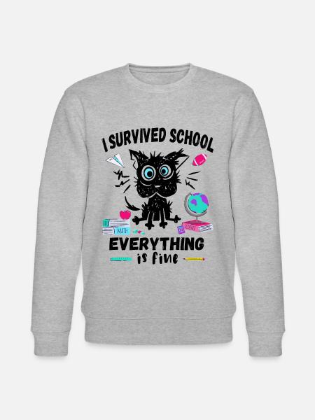 Sidste skoledag overlevede jeg skolen - Stanley/Stella økologisk unisex-sweatshirt CHANGER  - grå meleret