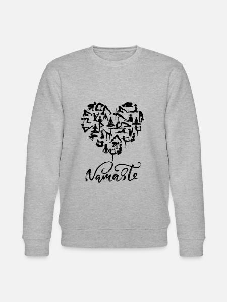 NAMASTE Yoga Heart (4) - Stanley/Stella CHANGER Unisex Organic Sweatshirt - heather grey