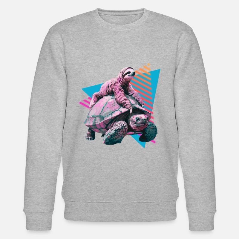 Sloth rides turtle - Stanley/Stella CHANGER Unisex Organic Sweatshirt - heather grey