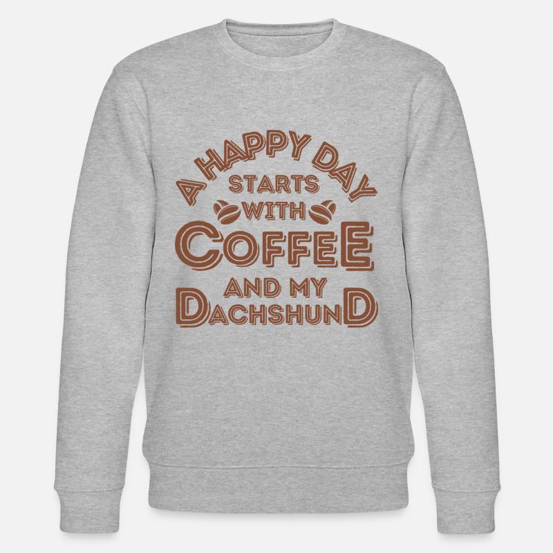 Dackel Kaffee Hund Cafe - Stanley/Stella Unisex Bio-Sweatshirt CHANGER  - Grau meliert
