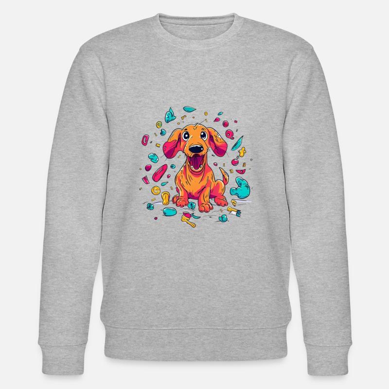 Verspielter Dackelwelpen-Unfug - Stanley/Stella Unisex Bio-Sweatshirt CHANGER  - Grau meliert