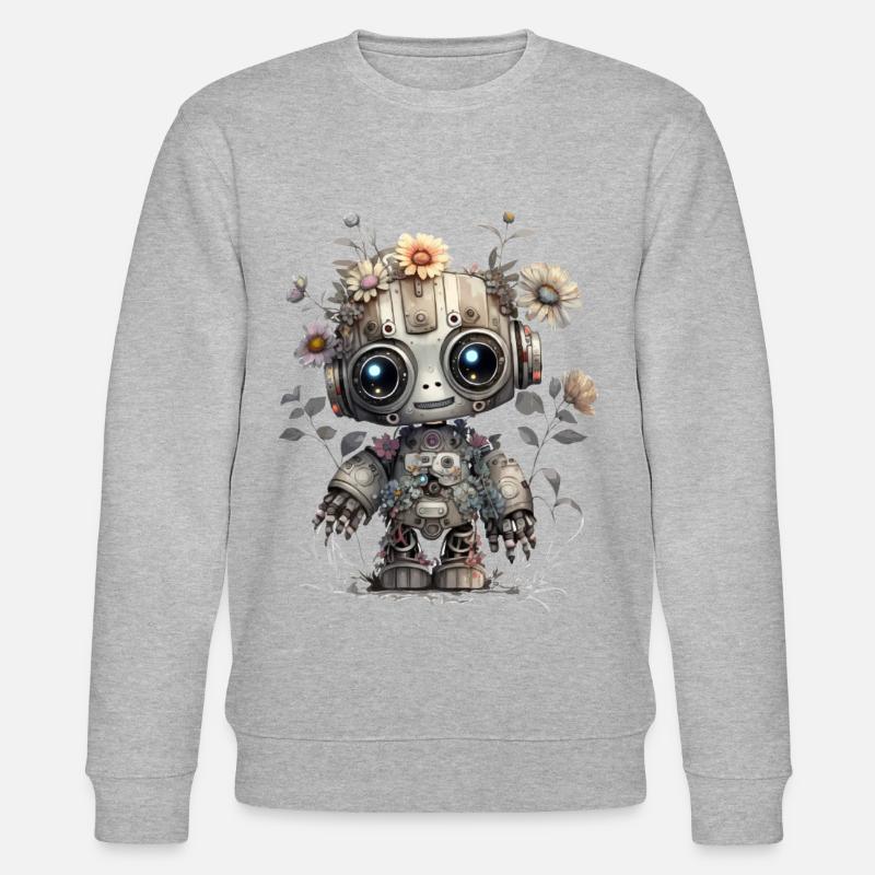 Cute robot - Stanley/Stella CHANGER Unisex Organic Sweatshirt - heather grey