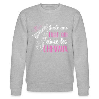 Juste une fille qui adore les chevaux cadeau - Sweat bio CHANGER Stanley/Stella Unisexe - gris chiné - Devant - Nik (191cm) & Marisol (170cm)