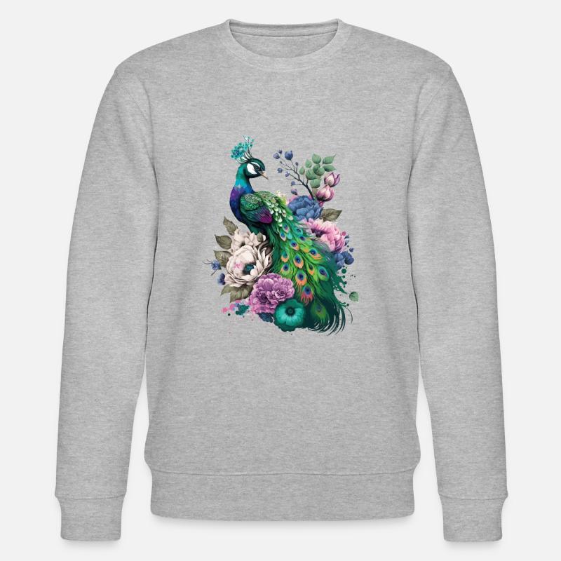 Wunderschöner Pfau Geschenk - Stanley/Stella Unisex Bio-Sweatshirt CHANGER  - Grau meliert