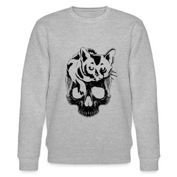 Cat Halloween Cat Lover Funny Cat Halloween Cat - Stanley/Stella Unisex Bio-Sweatshirt CHANGER  - Grau meliert - Vorne - Nik (191cm) & Marisol (170cm)