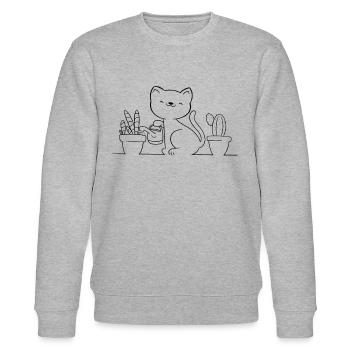 Amoureux des chats Chat mignon - Sweat bio CHANGER Stanley/Stella Unisexe - gris chiné - Devant - Nik (191cm) & Marisol (170cm)