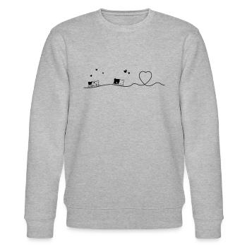 Amoureux des chats Propriétaires de chats - Cat Heartbeat - Sweat bio CHANGER Stanley/Stella Unisexe - gris chiné - Devant - Nik (191cm) & Marisol (170cm)